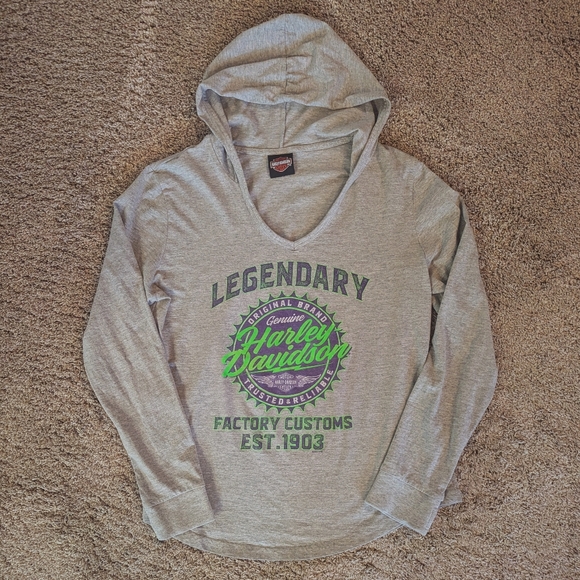Harley-Davidson Tops - Women's Size Medium Harley-Davidson Gray Hoodie with Green and Purple Accents